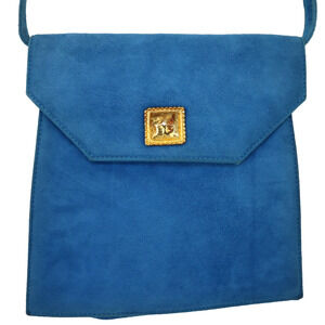 Laurel Bag Handbag Blue Suede Leather Womens Crossbody Small Magnetic Vintage